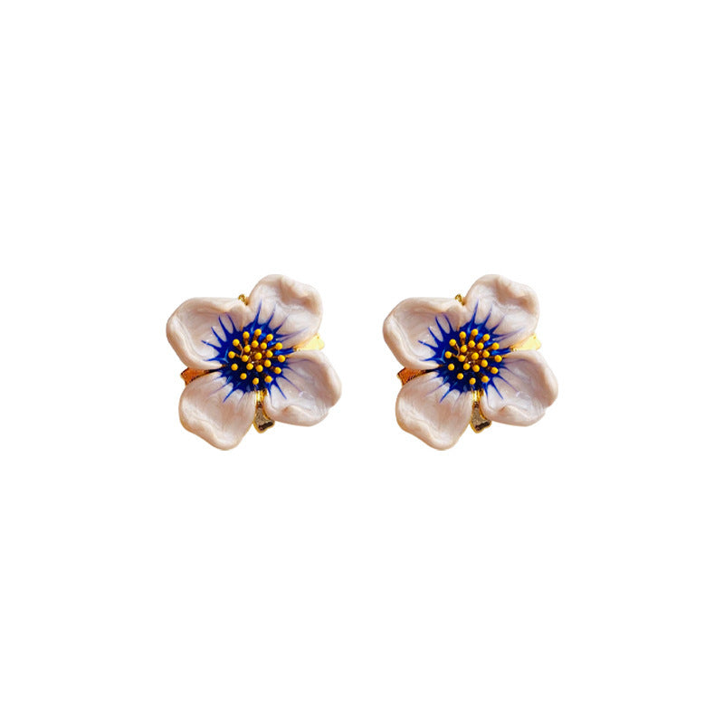Beautiful Enamel Flower Stud Earrings