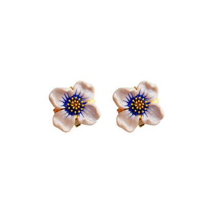 Beautiful Enamel Flower Stud Earrings